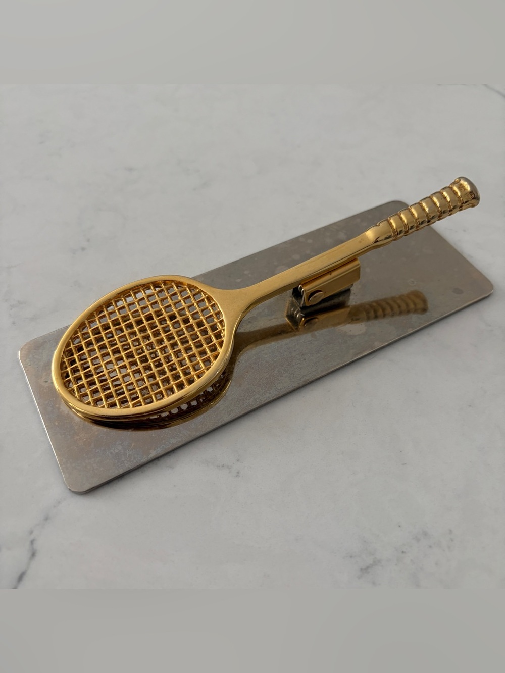 Vintage Gold Tennis Racket Paper Clip Holder